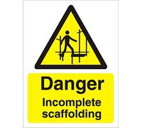 Seco Cartello "Danger Incomplete Scaffolding, 200 mm x 300 mm, vinile autoadesivo
