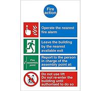 Seco Cartello "Fire Action with Do Not Use Lift", 200 mm x 300 mm - 1 mm, in plastica semi rigida