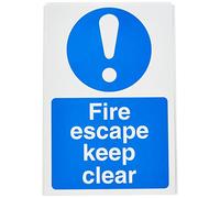 Seco Cartello "Fire Escape Keep Clear", 200 mm x 300 mm, vinile autoadesivo