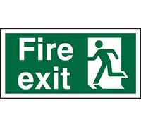 Seco Cartello Fire Exit - Fire Exit & Man Running Left Sign, 300 mm x 150 mm, vinile autoadesivo