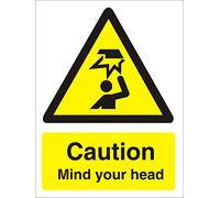 Seco Cartello in vinile autoadesivo con scritta "Caution Mind Your Head", 300 mm x 400 mm