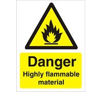 Seco Cartello in vinile autoadesivo con scritta "Danger Highly Flammable Material", 200 mm x 300 mm