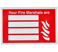Seco Cartello in vinile autoadesivo con scritta in inglese "Your Fire Marshals are & Fire", 300 mm x 200 mm