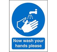 Seco Cartello "Now Wash Your Hands Please Sign", 150 mm x 200 mm, vinile autoadesivo