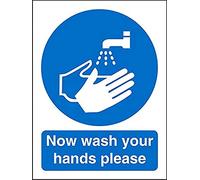 Seco Cartello "Now Wash Your Hands Please Sign", 200 mm x 300 mm - 1 mm, in plastica semi rigida