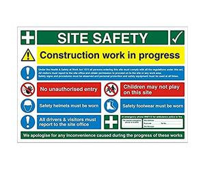 Seco Cartello per la sicurezza del sito, costruzione in corso, 900 mm x 600 mm - 4 mm scanalato