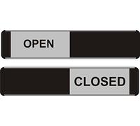 Seco Cartello scorrevole aperto/chiuso, 255 mm x 52 mm, in alluminio/PVC