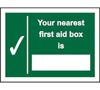 Seco Cartello "Your Nearest First Aid Box Is Sign", 300 mm x 200 mm, in vinile autoadesivo