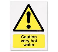Seco Caution - Cartello per acqua molto calda, 150 mm x 200 mm, in vinile autoadesivo