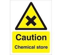 Seco Caution Chemical Store - Cartello in vinile autoadesivo, 150 mm x 200 mm