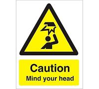 Seco Caution Mind Your Head - Cartello autoadesivo in vinile, 200 mm x 300 mm
