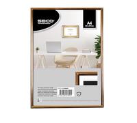 SECO Cornice A4 a righe - Espositore per certificati, foto e immagini, con vetro di sicurezza in perspex - nero/oro