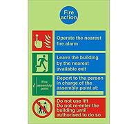 Seco Fire Action with Do Not Use Lift Sign, 150 mm x 200 mm - vinile autoadesivo fotoluminescente