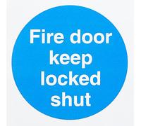 Seco Fire Door Keep Locked Shut Sign, 100 mm x 100 mm - vinile autoadesivo, verde