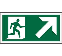 Seco Fire Exit - Cartello con pittogramma "Man Running Right & Arrow Pointing Up & Right", 300 mm x 150 mm, 1 mm, in plastica semi rigida