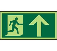 Seco Fire Exit - Cartello per pittogramma, con freccia e destra, 200 x 100 mm, in vinile fotoluminescente autoadesivo, 200 mm