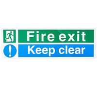 Seco Fire Exit - Fire Exit, Exclamation Mark, Keep Clear Sign, 450mm x 150mm - Vinile autoadesivo