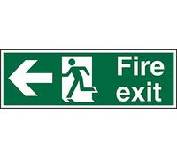 Seco Fire Exit - Freccia che punta a sinistra, uomo che corre a sinistra, segnale di uscita antincendio, 450 mm x 150 mm - 1 mm in plastica semi rigida