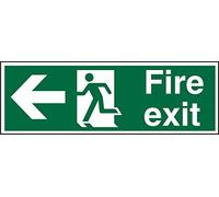 Seco Fire Exit - freccia che punta sinistra, Man Running Left, Fire Exit, segnale di uscita antincendio, 300 mm x 100 mm - 5 mm acrilico con doppio retro