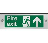 Seco Fuoco Exit - Fuoco Exit, Man Running Destra, Freccia Pointing Up Sign, 300 mm x 100 mm - 5 mm acrilico trasparente con fissaggio stand off