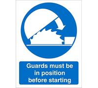 Seco Guards Must Be in Position Before Starting Segnale 150 mm x 200 mm, vinile autoadesivo