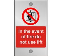 Seco In The Event of Fire Do Not Use Lift Sign, 120 mm x 200 mm - 5 mm acrilico trasparente con fissaggio stand off