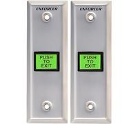 Seco-Larm SD-7103GC-PTQ - Set di 2 piastre illuminate push to exit con timer, in acciaio inox, ritardo regolabile, uscita cicalino, controllo accessi certificato UL, confezione da 2