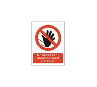 Seco No Access for Unauthorised Persons Seco, 150 mm x 200 mm - 1 mm in plastica semi rigida, rosso/bianco