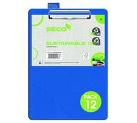 Seco - Portablocco in PVC, formato A4+, con clip resistente, confezione da 12, colore: Blu