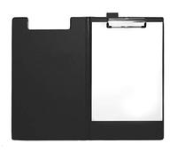 Seco - Portablocco pieghevole in PVC, formato A4+, con clip resistente, colore: Nero