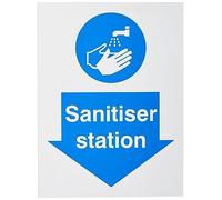 SECO"SANITISER Station", 150 x 200 mm, cartello di sicurezza in plastica semirigida, bianco/blu