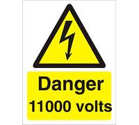 Seco Segnale Danger 11000 Volts 200 mm x 300 mm, autoadesivo in vinile