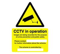 Seco Segnale di avvertimento CCTV Cameras in Constant Operation, 150 mm x 200 mm - 1 mm, in plastica semi rigida, giallo