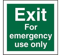 Seco Segnale "Exit For Emergency Use Only", 100 mm x 100 mm, vinile autoadesivo