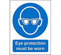 Seco Segno di protezione degli occhi deve essere indossato, 150 mm x 200 mm - 1 mm in plastica semi rigida