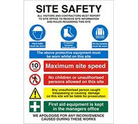 Seco Site Safety, All Visitors and Contractors Must Report to Site Office Sign, 450 mm x 600 mm - 4 mm scanalato