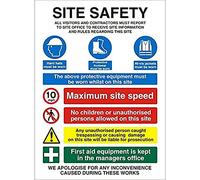 Seco Site Safety, All Visitors and Contractors Must Report to Site Office Sign, 600 mm x 800 mm - 4 mm scanalato