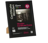 SECO Stewart Superior - Cornice in legno, formato A4, con vetro di sicurezza, colore: Nero