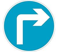 Seco Turn Right Ahead Traffic Sign, 450 mm x 450 mm - 3 mm in alluminio composito