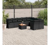 SECOLI 188 - Set di mobili da giardino in rattan con spazio di archiviazione, XXL, set di mobili da giardino, per terrazze, mobili da giardino, balcone, nero, 10 pezzi, tipo 188
