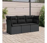 SECOLI 3pz Divano da Esterno con Contenitore Salotto da Giardino Set Divani da Giardino con Cuscini in Polyrattan Nero