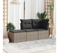 SECOLI 3pz Divano da Esterno con Contenitore Set da Giardino Esterno Salotto da Giardino Set Salotto da Esterno in Polyrattan Grigio