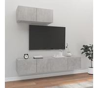 SECOLI 3pz Mobile TV Sospeso Parete Attrezzata Soggiorno Set di Mobili Porta TV in Legno Multistrato Grigio Cemento