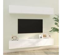 SECOLI 4pz Mobile TV Sospeso Parete Attrezzata Soggiorno Set di Mobili Porta TV in Legno Multistrato Bianco