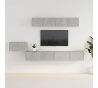 SECOLI 5pz Mobile TV Sospeso Parete Attrezzata Soggiorno Set di Mobili Porta TV in Legno Multistrato Grigio Cemento