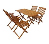 SECOLI 5pz Tavolo e Sedie da Esterno Set Giardino Esterno Tavolo e Sedie Pieghevole Set Pranzo Giardino in Legno Massello di Teak