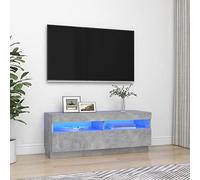 SECOLI Armadio per TV con luci a LED, 100 x 35 x 40 cm, con LED grigio cemento, per soggiorno, TV, TV, TV, mobile con LED e cassetti