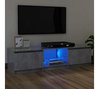 SECOLI Armadio per TV con luci a LED, 120 x 30 x 35,5 cm, con LED grigio cemento, per soggiorno, TV, TV, mobile con LED e cassetti