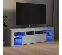 SECOLI Armadio per TV con luci a LED, 140 x 36,5 x 40 cm, con LED grigio cemento, per soggiorno, TV, TV, mobile con LED e cassetti