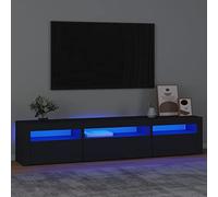 SECOLI Armadio per TV con luci a LED, 195 x 35 x 40 cm, con LED nero, per TV, per soggiorno, TV, TV, TV, con LED e cassetti